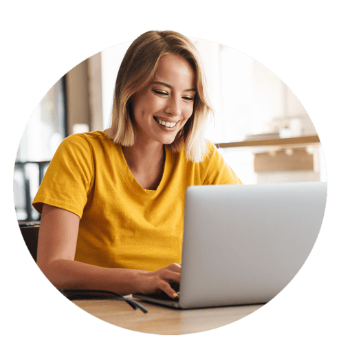 Young woman on a computer